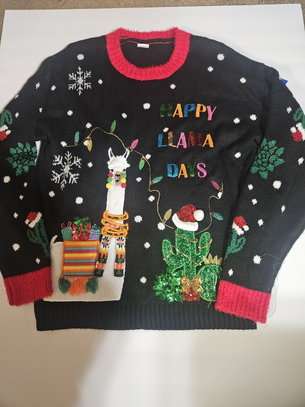 Holiday Christmas Sweater Happy Llama Days L